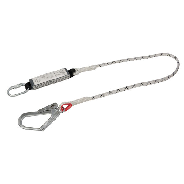 Polyester rope lanyard & integrated energy absorber