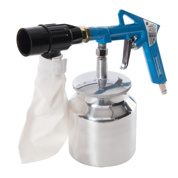 Abrasive grit spray gun with 850ml abrasive canister