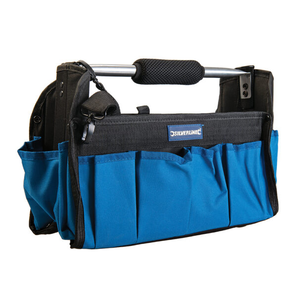 Open tote for easy access to tools